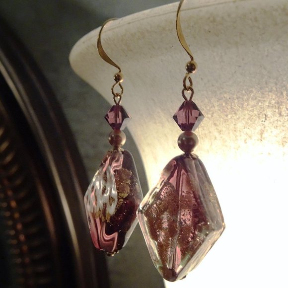 Handcrafted earrings made from diamond-shaped Murano - Picture 4 of 13